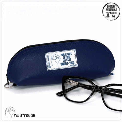 Étui lunettes bleu foncé "prolÉtaires de tous les pays unissez vous" karl marx