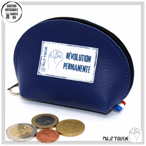 porte monnaie bleu foncé "rÉvolution permanente"