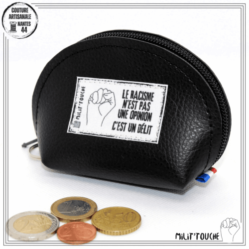 porte monnaie noir "le racisme n'est pas une opinion c'est un dÉlit"