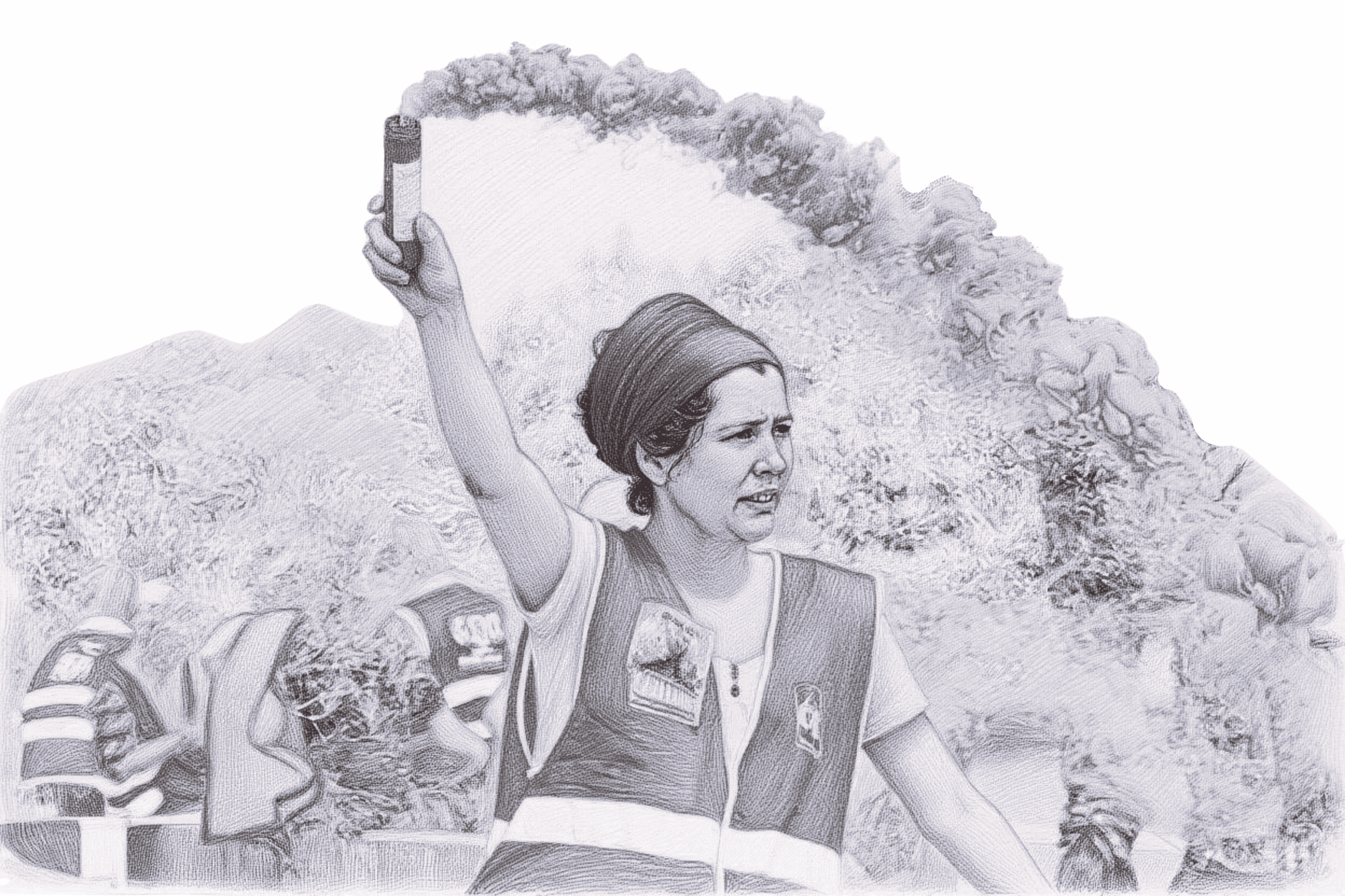 dessin manifestante fumigene