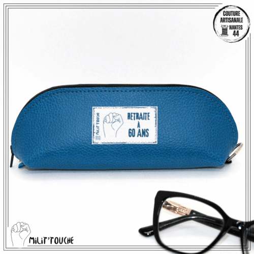 Étui lunettes bleu canard "retraite a 60 ans"