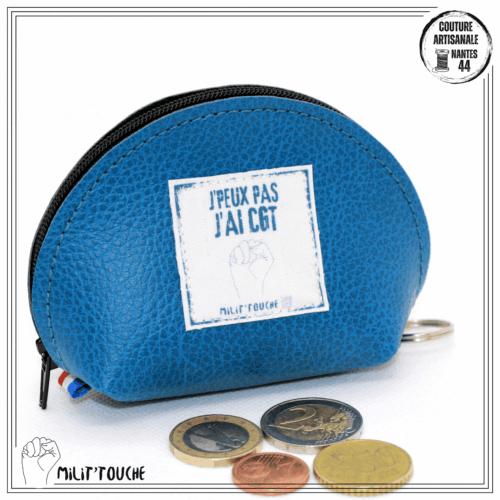 porte monnaie bleu canard "j'peux pas j'ai cgt"