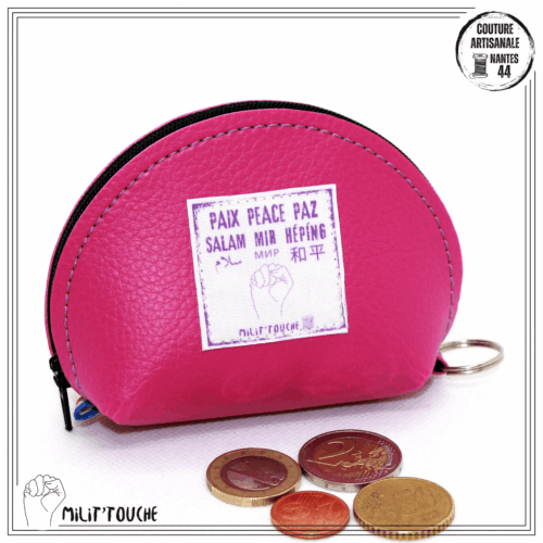 porte monnaie framboise "paix peace paz salam"