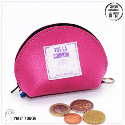porte monnaie framboise "vive la commune"