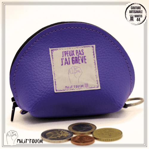 porte monnaie lavande "j'peux pas j'ai grÈve"