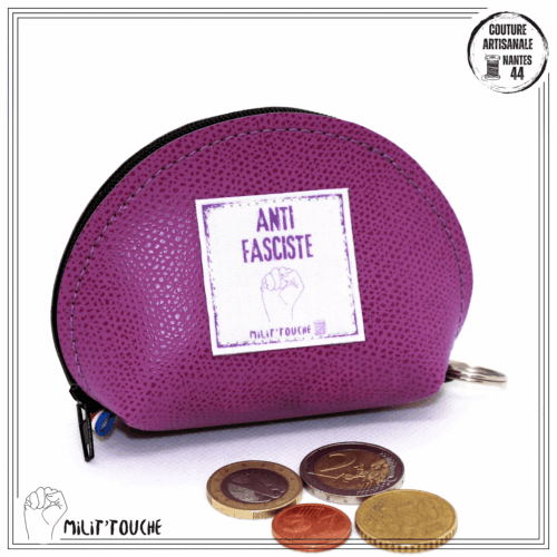 porte monnaie mauve "antifasciste"