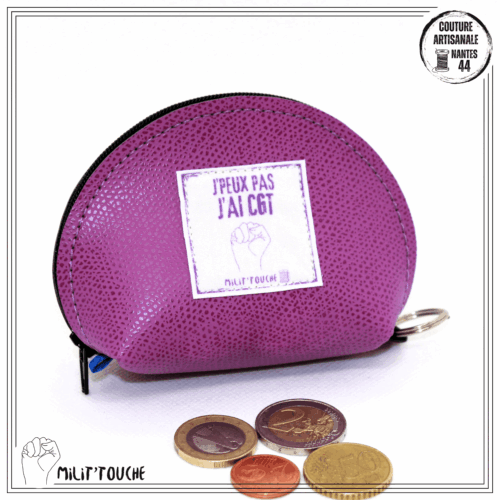 porte monnaie mauve "j'peux pas j'ai cgt"