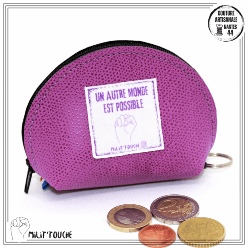 porte monnaie mauve "un autre monde est possible"
