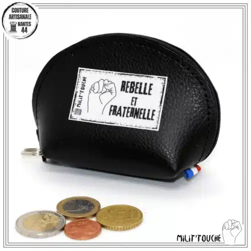 porte monnaie simili noir rebelle et fraternelle 1